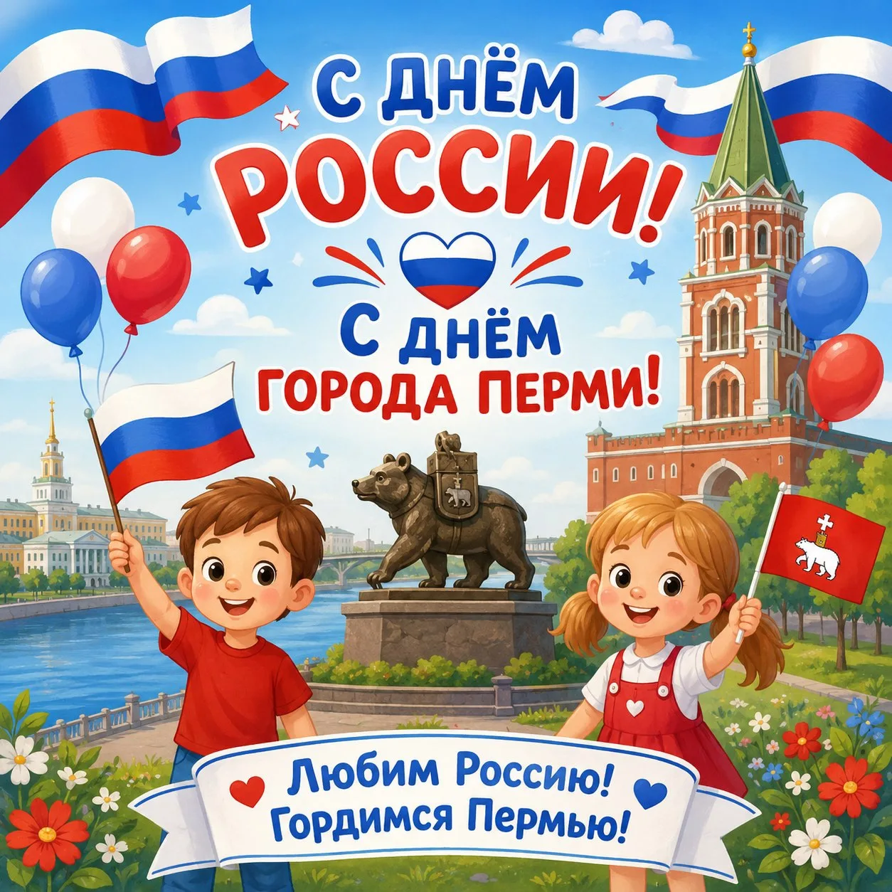 🇷🇺 С Днём России! 🎉 И с Днём рождения, любимая Пермь!

Дорогие наши родители, бабушки и дедушки, 