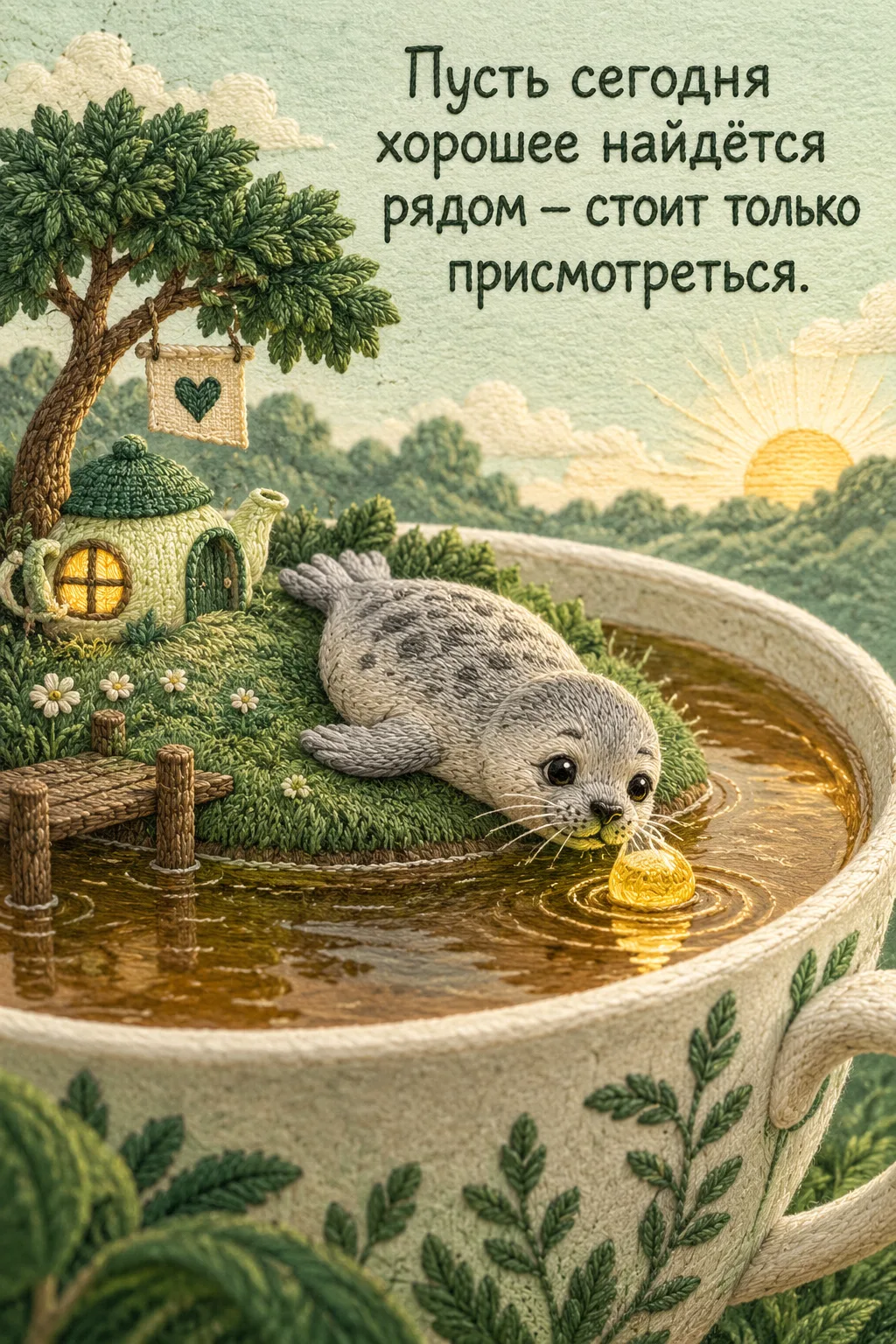 Утром я снова выплыл к нашему островку — он покачивается в чашке чая, как маленький сон...