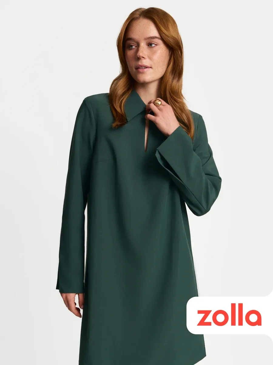 ⚡️ Платье мини с вискозой с отложным воротником, Zolla