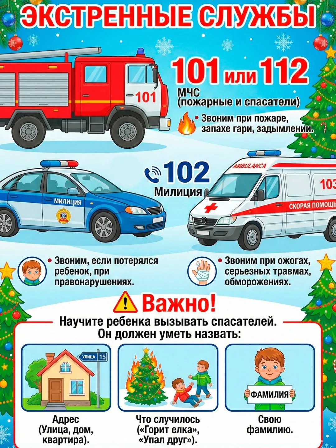 🎄Новый год без хлопот 🔥 источник Безопасность детей в зимние каникулы!❄️