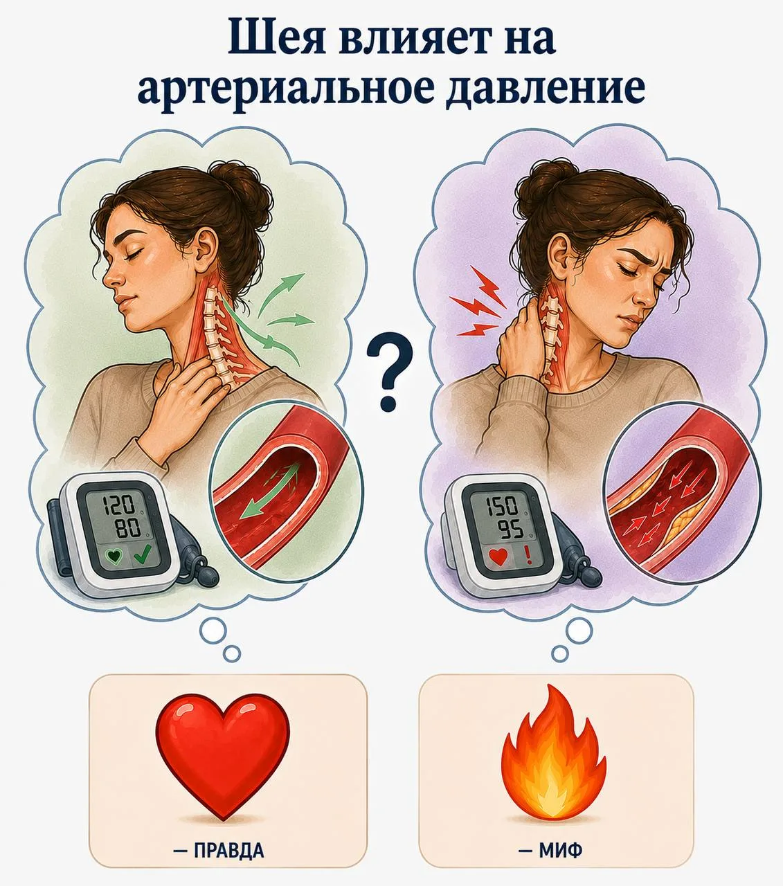 Шея влияет на артериальное давление?

❤️ — Правда
🔥 — Миф
