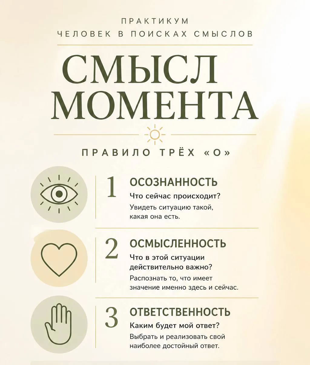 Смысл момента. Правило трёх «О»