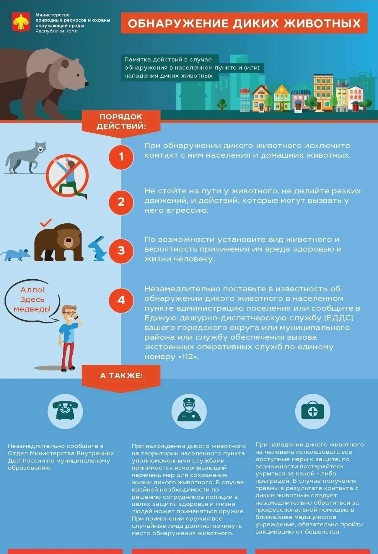 Напоминаем, что нужно делать в случае обнаружения диких животных 🐻