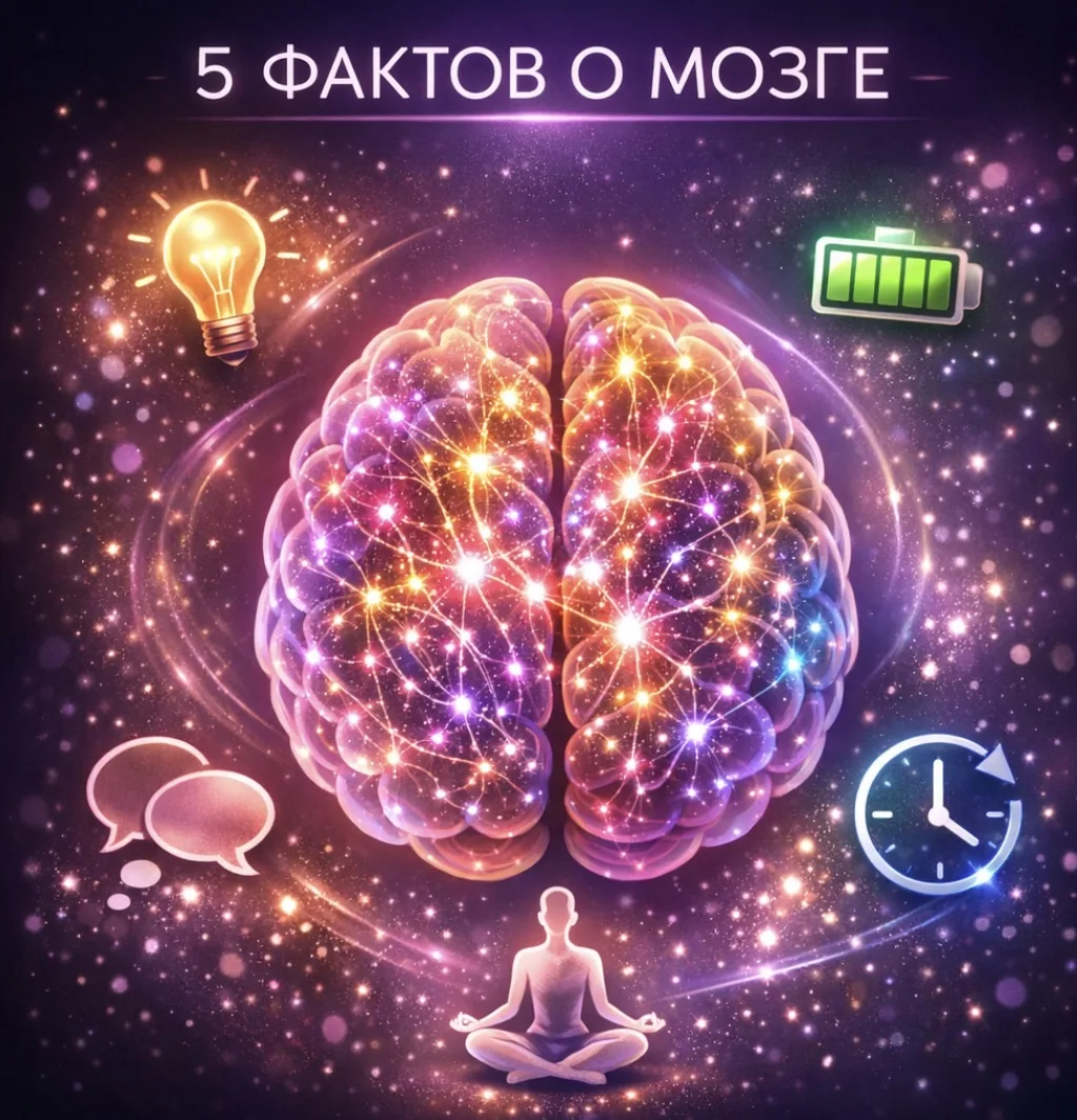 🧠 5 ФАКТОВ О МОЗГЕ, КОТОРЫЕ ПЕРЕВЕРНУТ ТВОЁ СОЗНАНИЕ  1️⃣ Мозг не отличает реальность от воображения