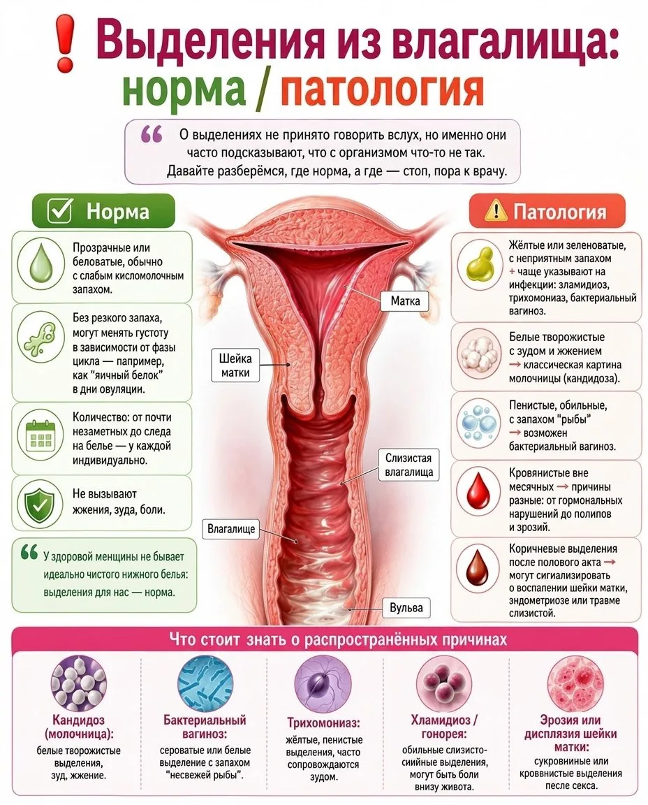 Выделения у женщин: где норма, а где повод записаться к гинекологу?

Пожалуй, это один из самых част