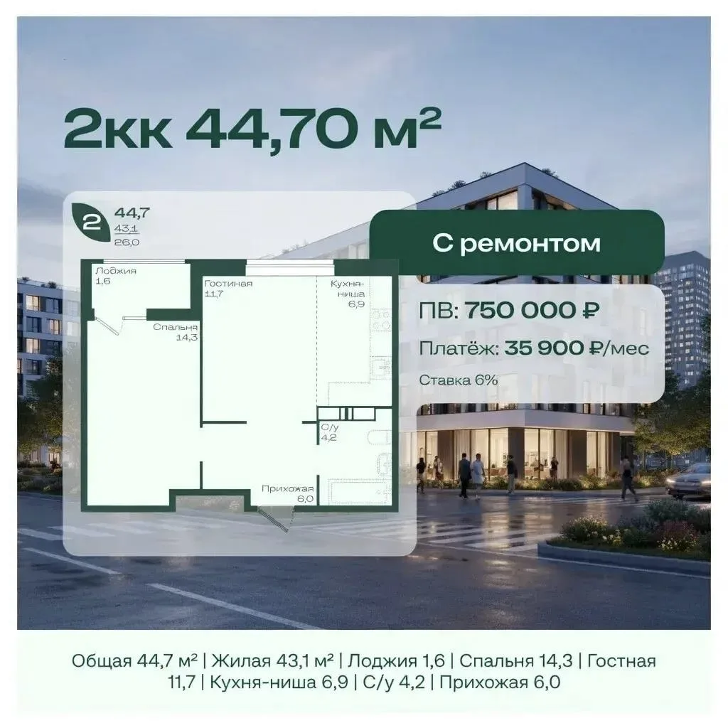 Подборка 2, 3-комн. кв. по программе Семейная ипотека 6%