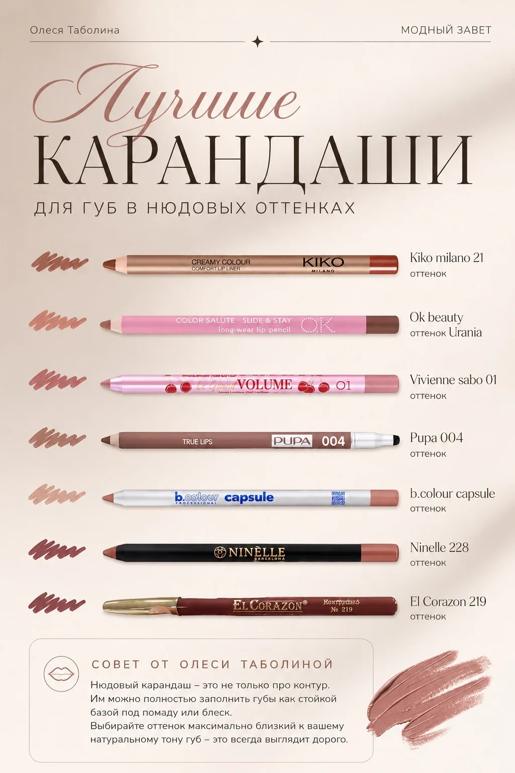 Нюдовый карандаш — один из самых недооцененных продуктов в косметичке.

Именно он делает губы визуал