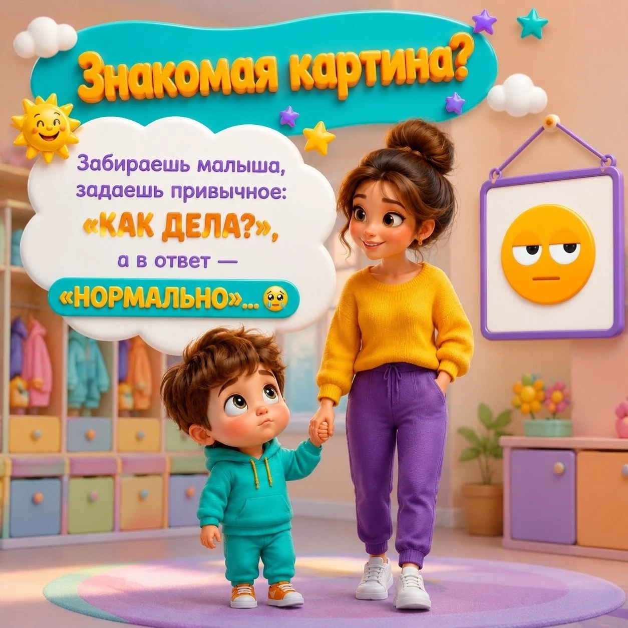 🗣 Бывает так: забираешь ребенка из садика, задаешь привычное «Как дела?» — и в ответ с...