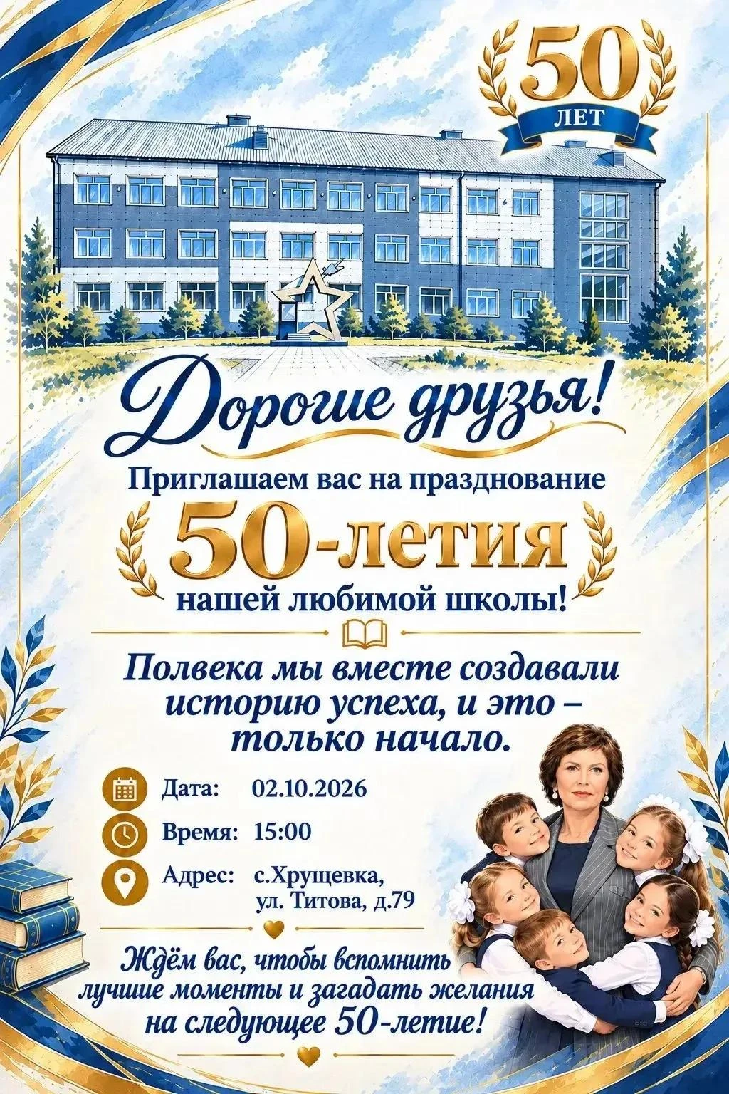 🎉 Дорогие друзья! Приглашаем на 50-летие нашей любимой школы! 🎓