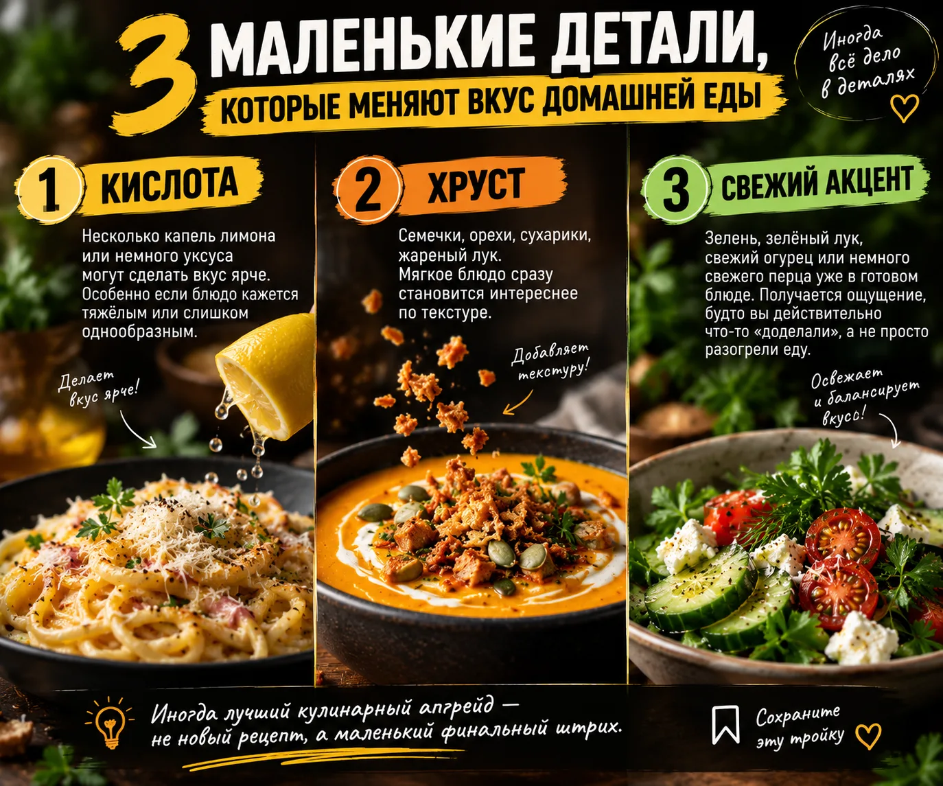 3 МАЛЕНЬКИЕ ДЕТАЛИ, КОТОРЫЕ МЕНЯЮТ ВКУС ДОМАШНЕЙ ЕДЫ😜😜😜