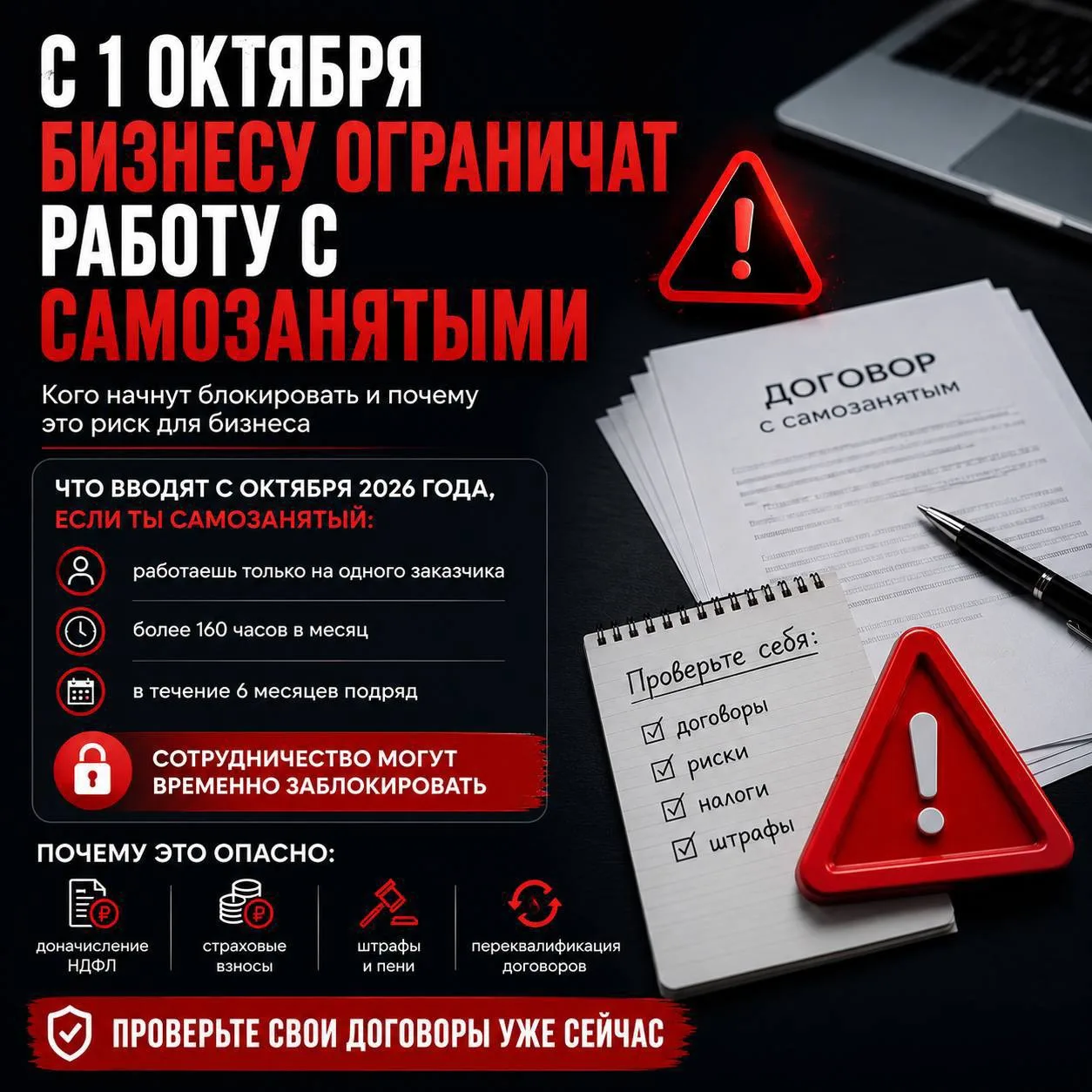 ⚠️ «С 1 октября самозанятых начнут блокировать»