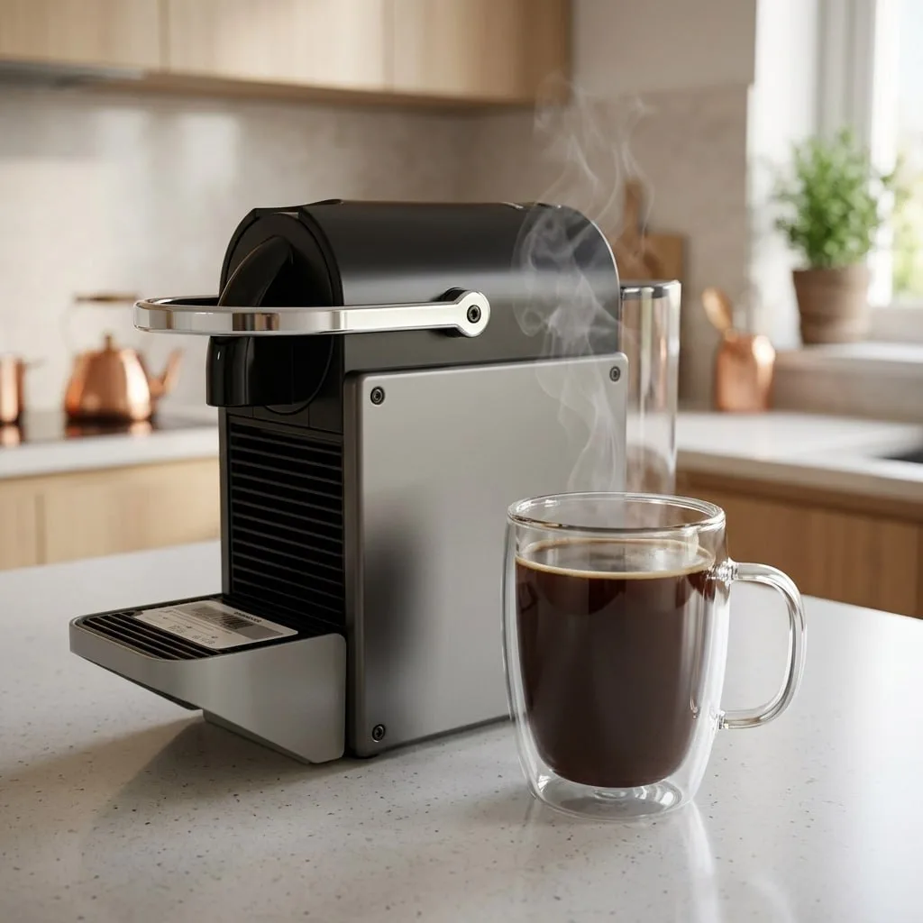 В наличии капсульная кофемашина Nespresso pixie, цвет титан.