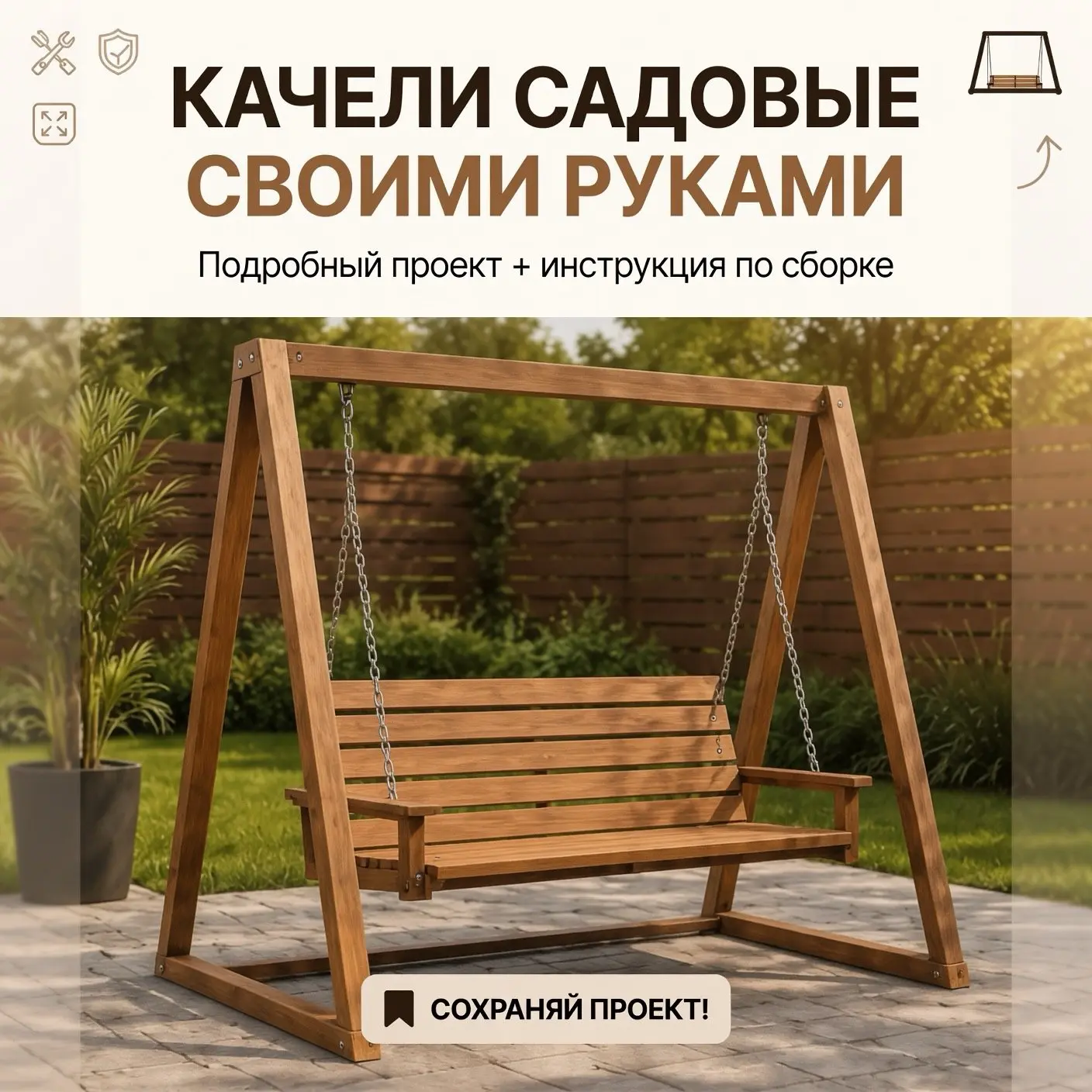 Садовые качели своими руками 👍