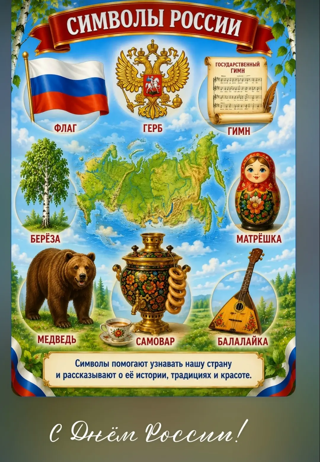 С Днем России! 🇷🇺 Пусть наша великая страна процветает, а в ваших семьях всегда царят мир, добро, 