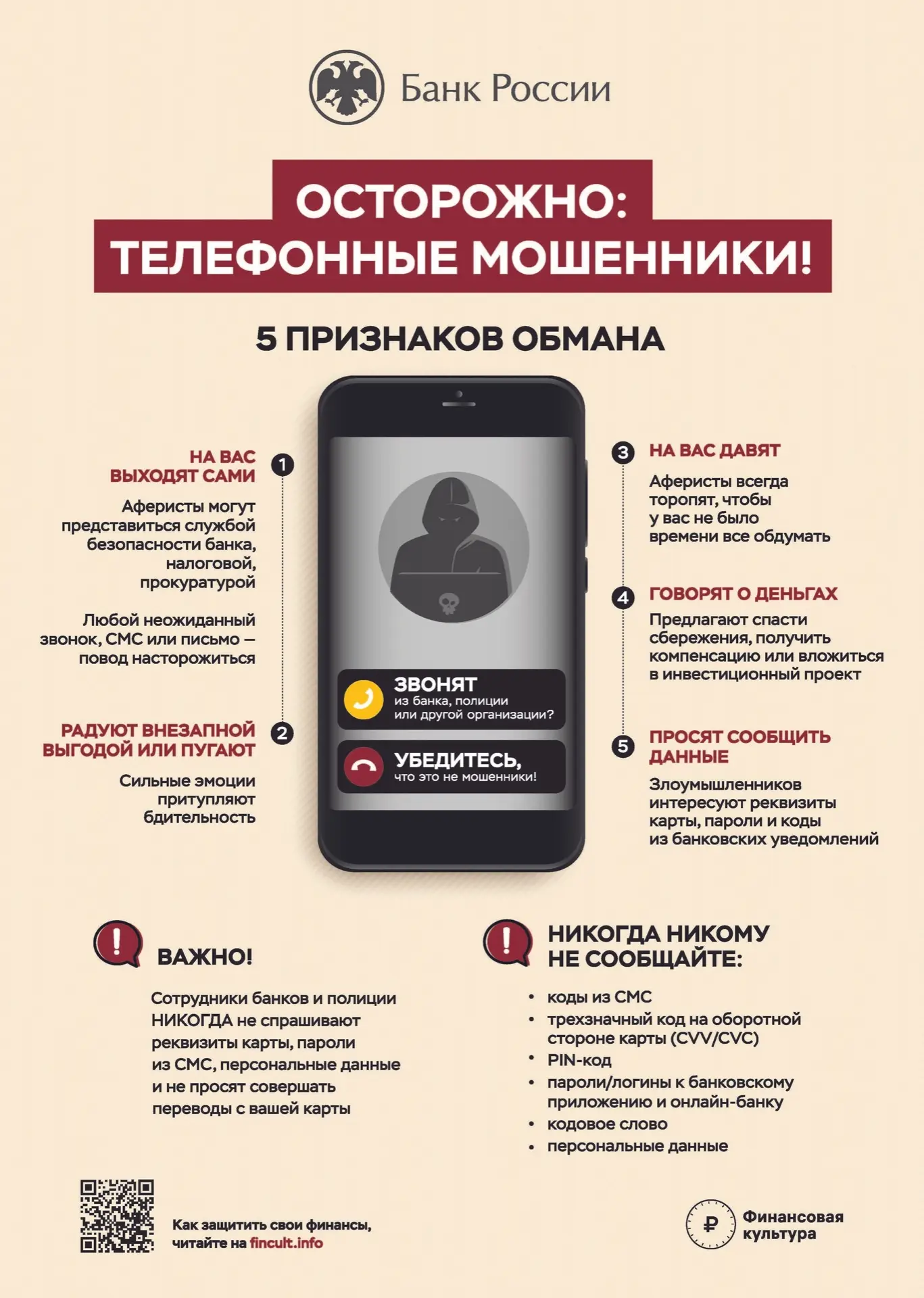 📢 Осторожно: телефонные мошенники! 5 признаков обмана.