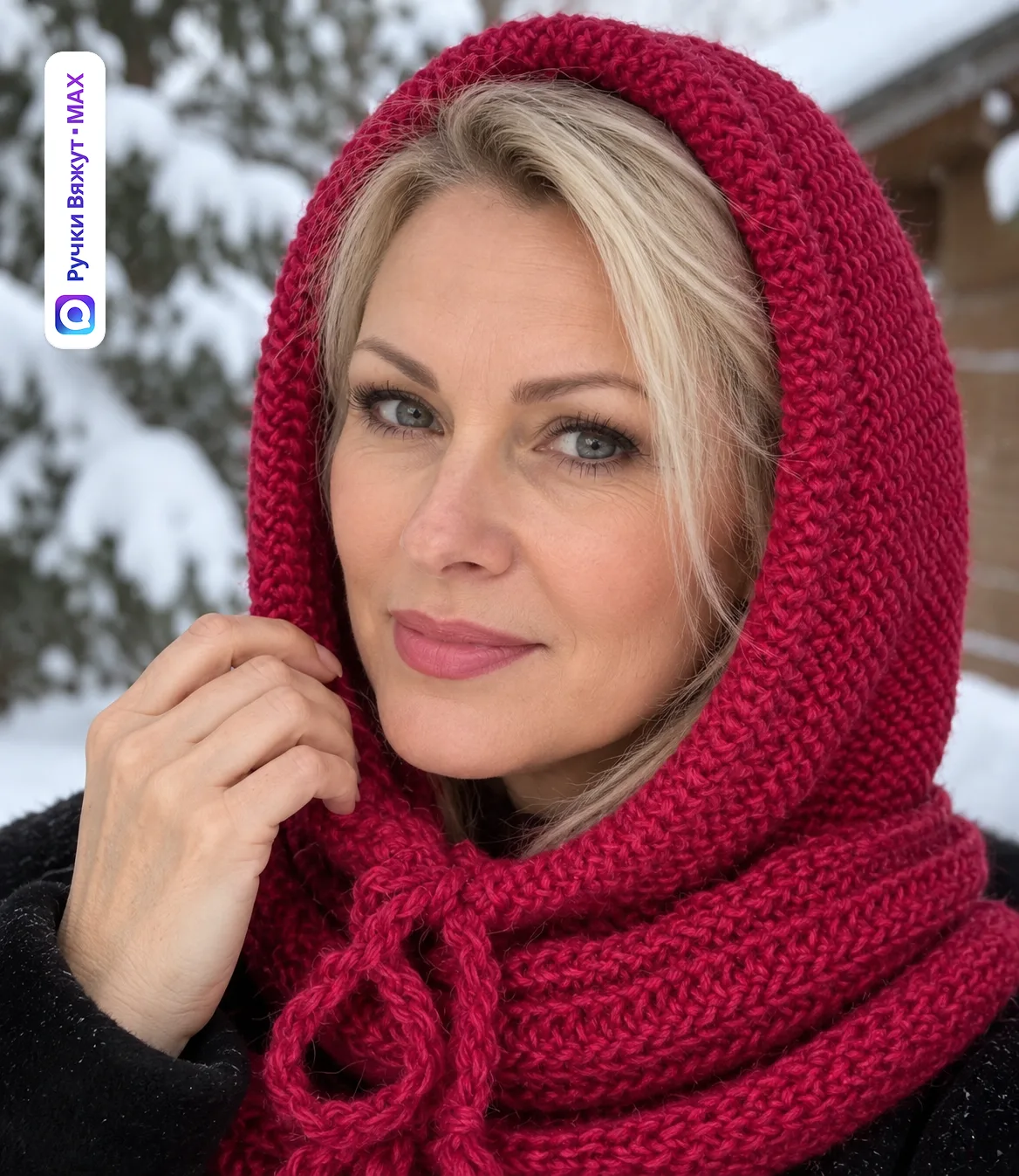 Съемный вязаный капюшон 😊 Шикарно!