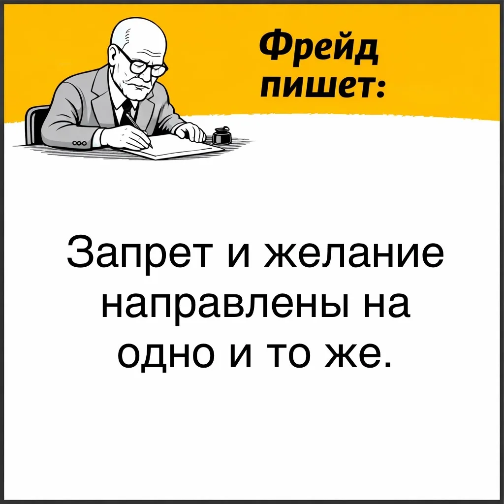 Фрейд подчёркивал: самые сильные запреты возникают там, где есть самые сильные желания.  Одна часть 