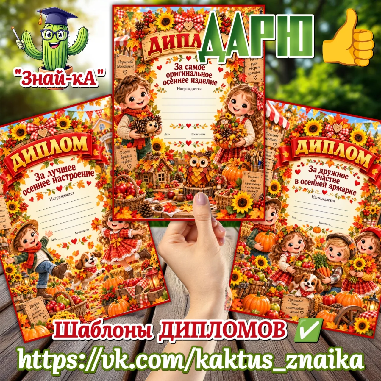Шаблоны ДИПЛОМОВ на осенние ярмарки и праздники🍁🍁🍁