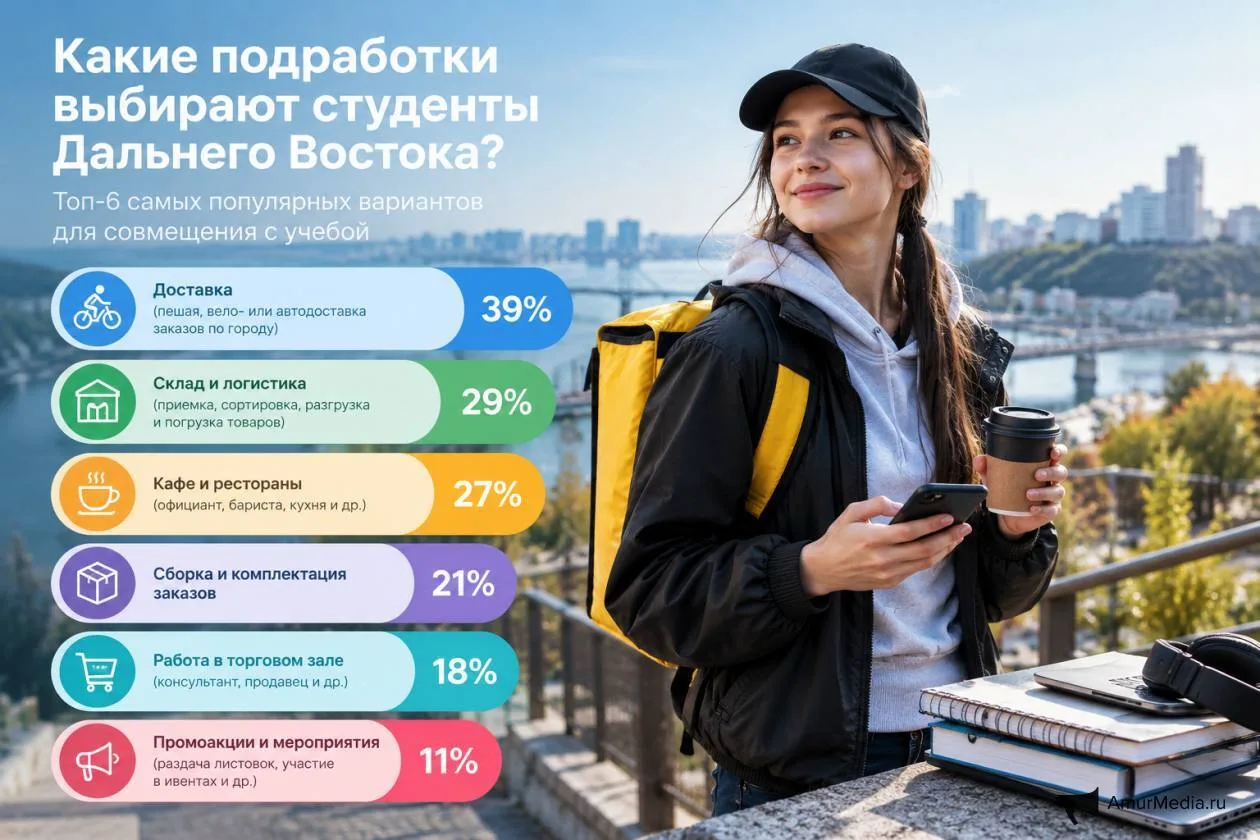 🎓 Три четверти студентов в ДФО планируют подрабатывать осенью