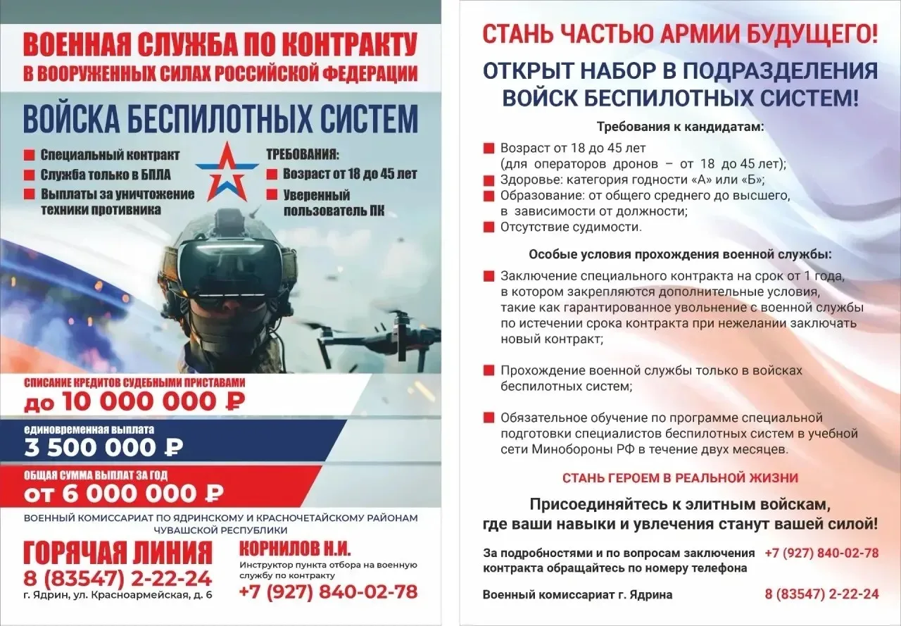 Идет набор в войска беспилотных систем

#ЯдринскийМО