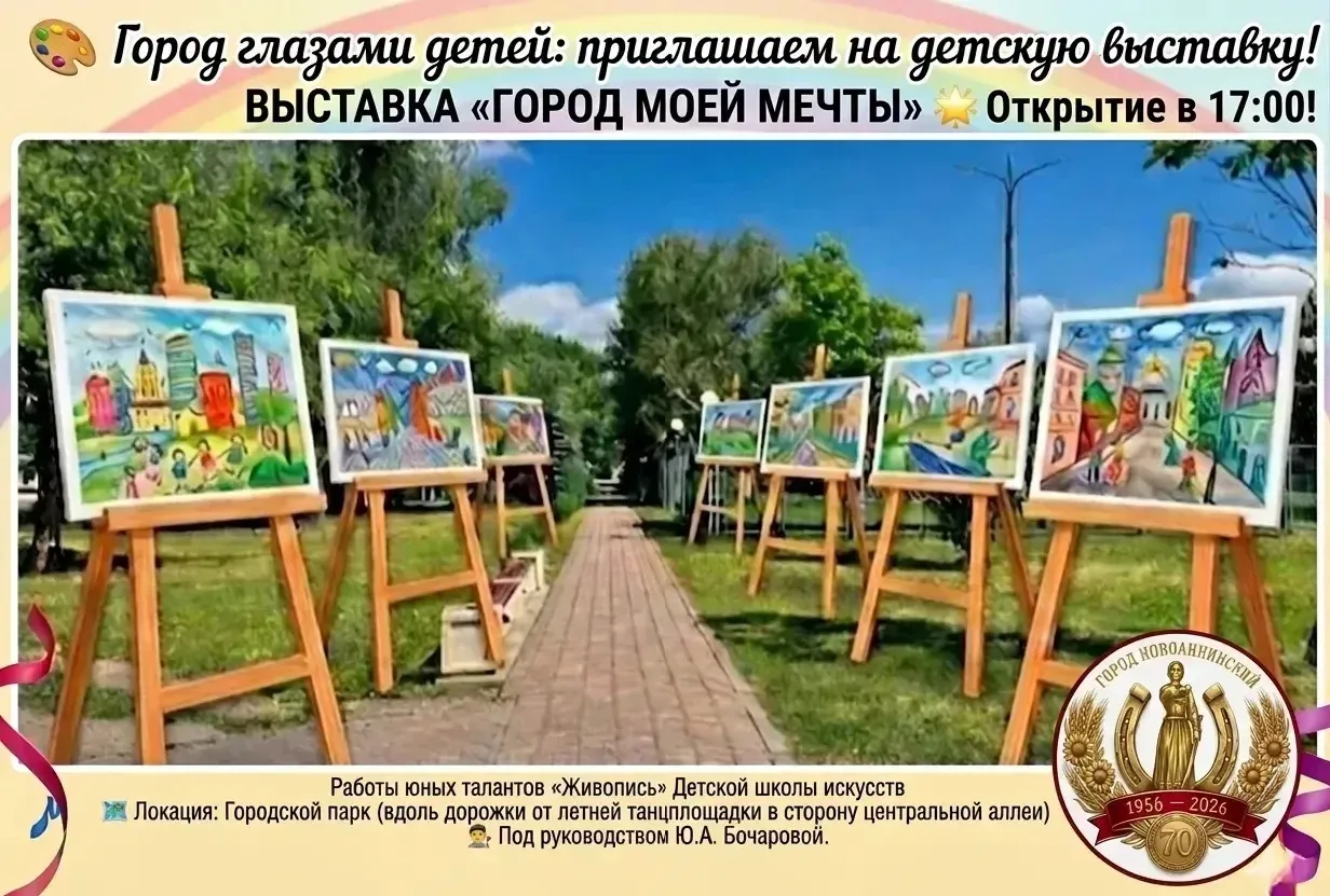 🎨 Город глазами детей: 
приглашаем на детскую выставку!

✨ В 17:00 в городском парке откроется вдох