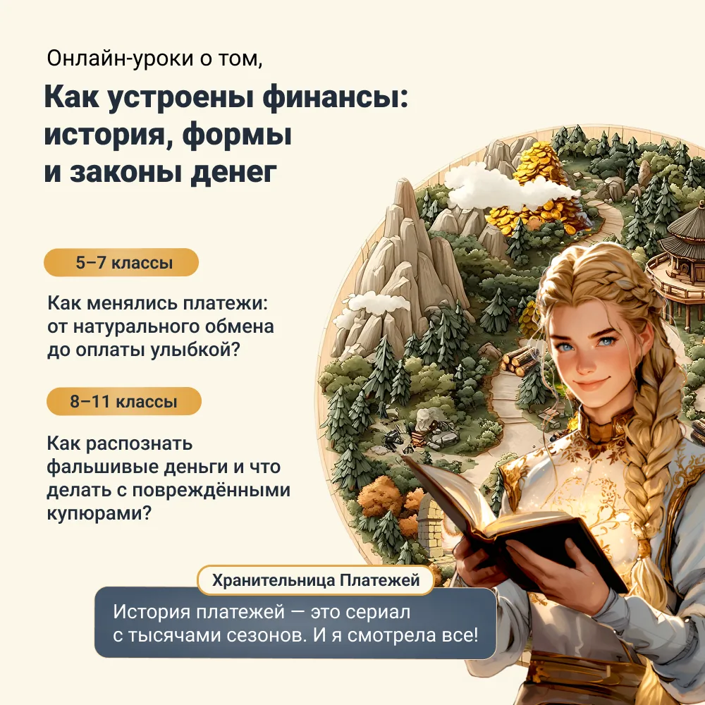 🪙 Приглашаем на онлайн-уроки об истории и формах денег