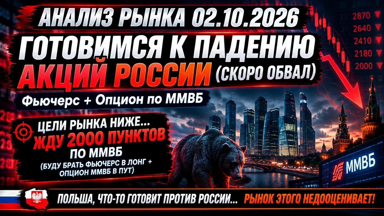 ❗️⚡️Анализ рынка 02.10 / ГОТОВИМСЯ К ПАДЕНИЮ АКЦИЙ РОССИИ (скоро обвал) / Фьючерс + Опц...