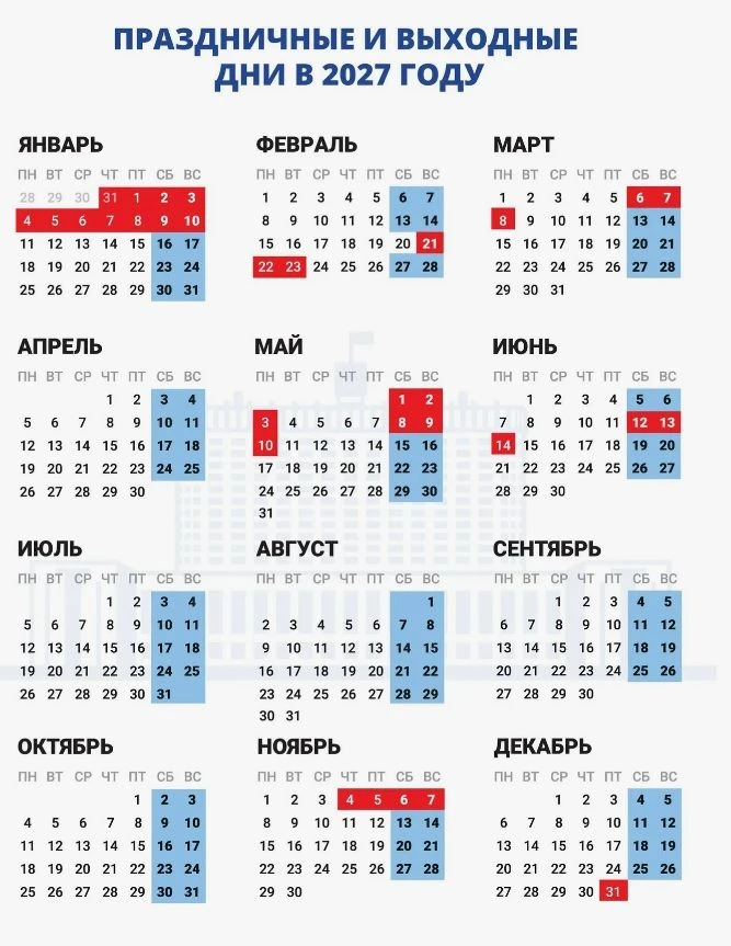 Как будем отдыхать в 2027 году