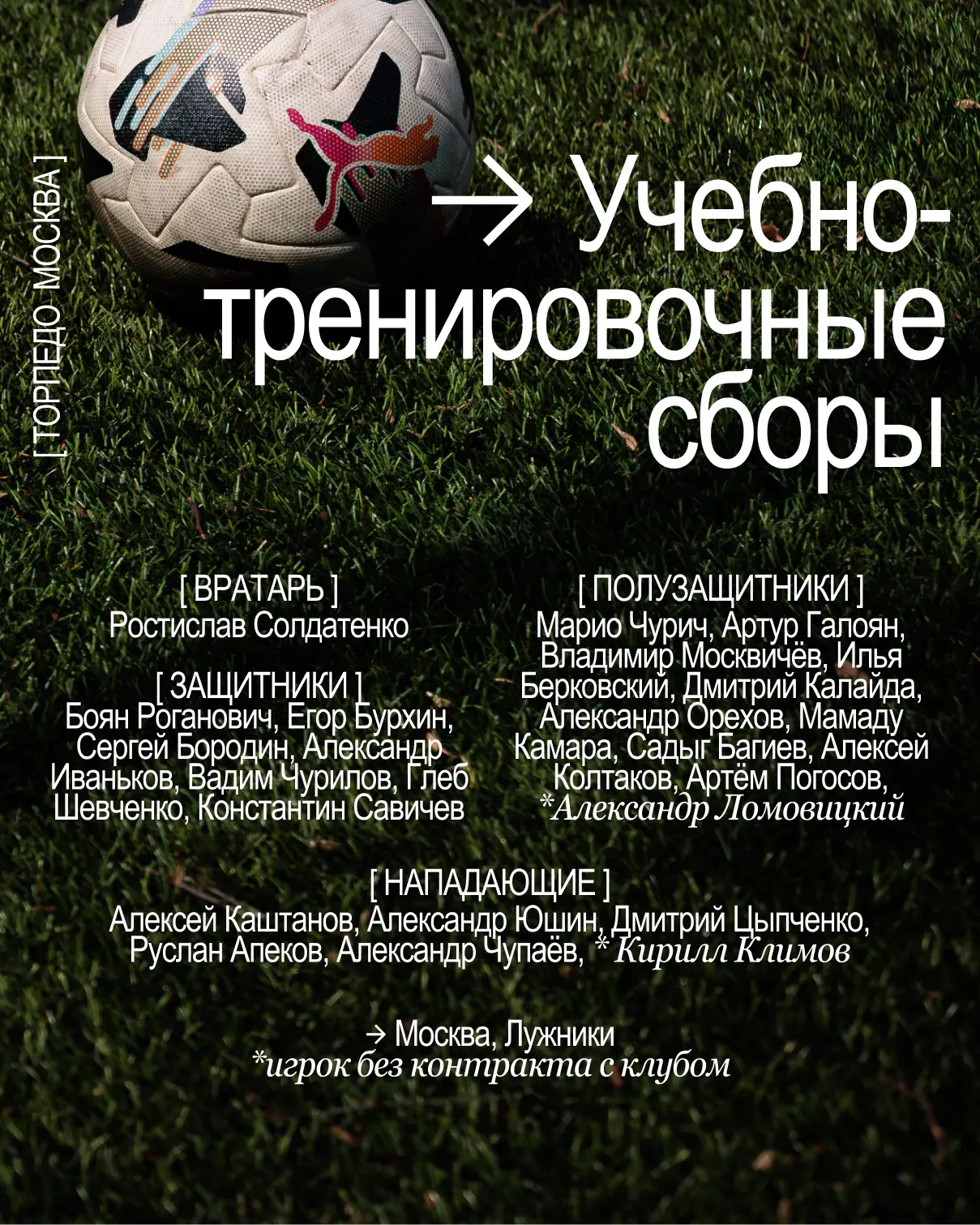 ⚡️ Таким составом начинаем сборы в Лужниках!