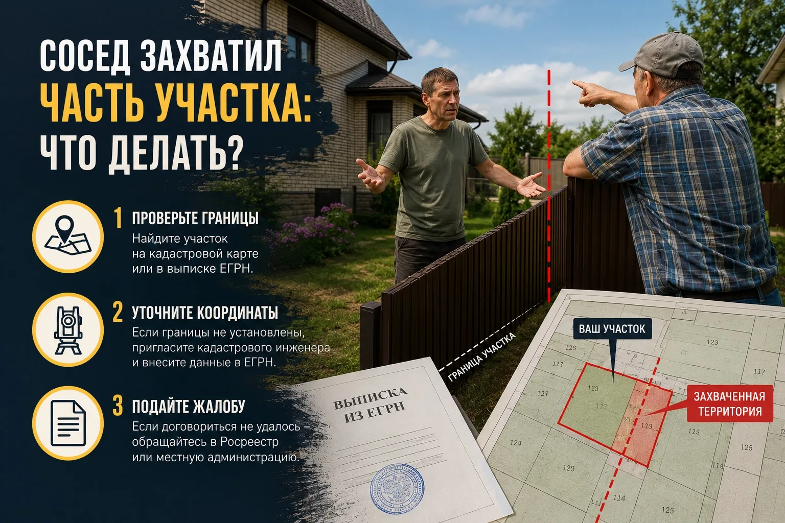 🚧 Сосед «откусил» часть вашего участка? Не спешите переносить забор сами
