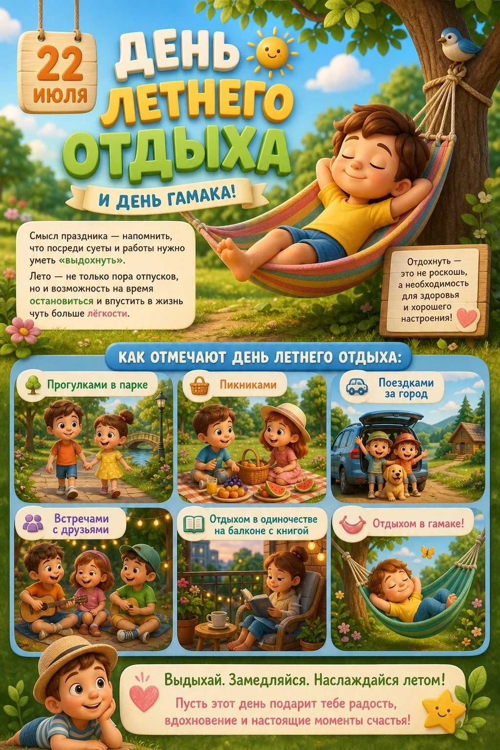 День летнего отдыха — время выдохнуть и наполниться лёгкостью! ☀️