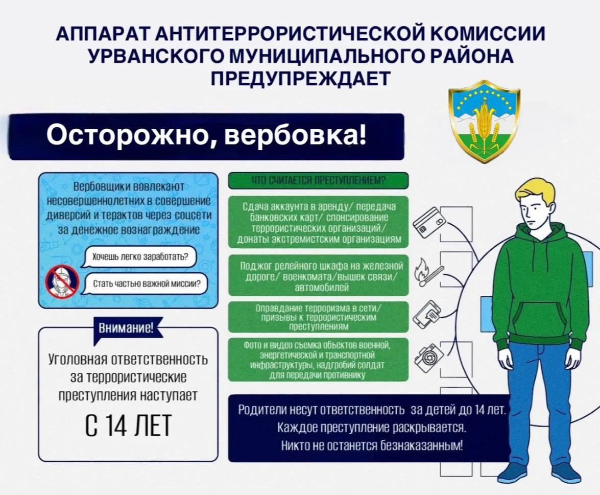 АППАРАТ АНТИТЕРРОРИСТИЧЕСКОЙ КОМИССИИ УРВАНСКОГО МУНИЦИПАЛЬНОГО РАЙОНА предупреждает о ...