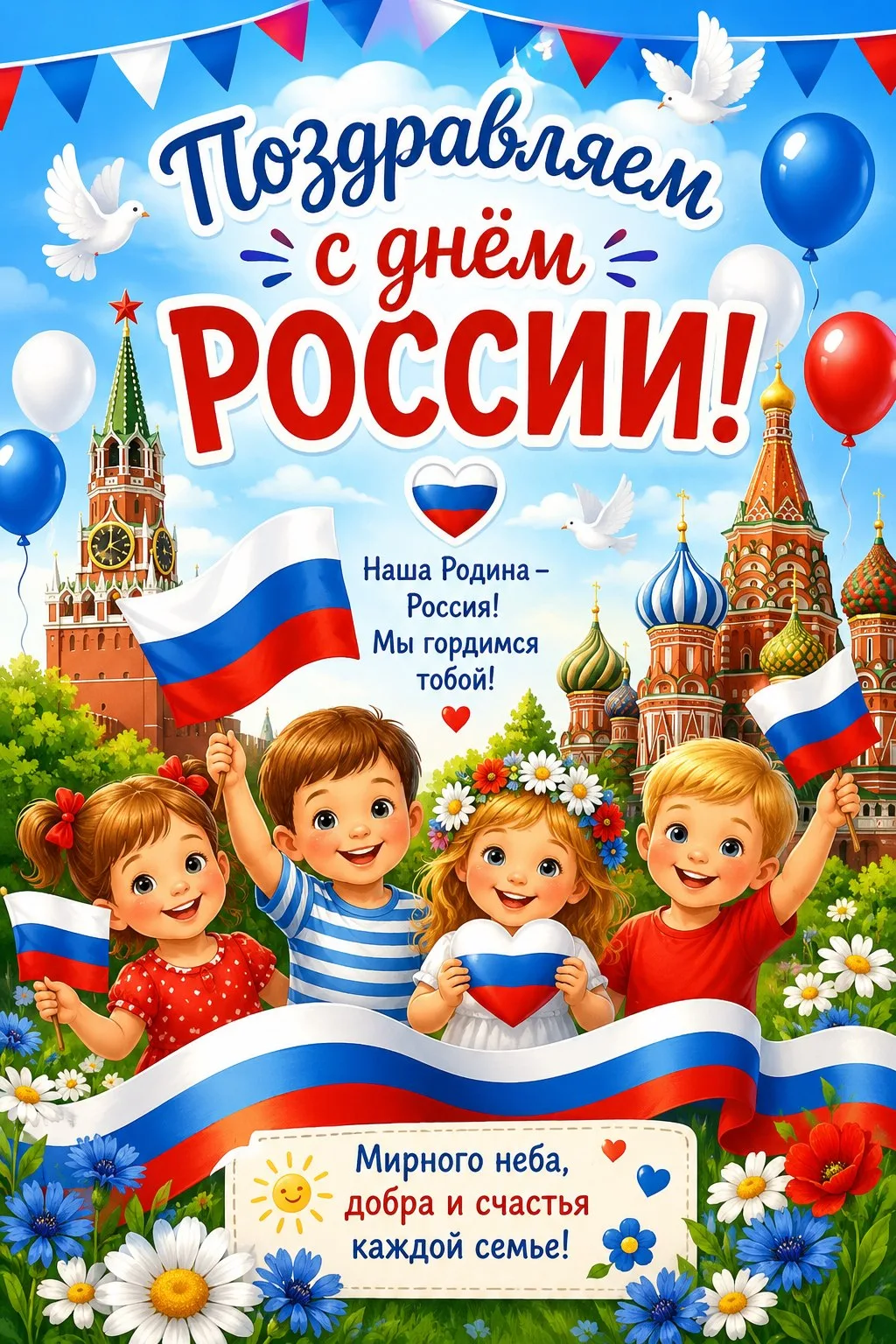 «Мы любим Россию!» 

И поздравляем всех-всех с праздником. Пусть наша Родина будет самой счастливой 