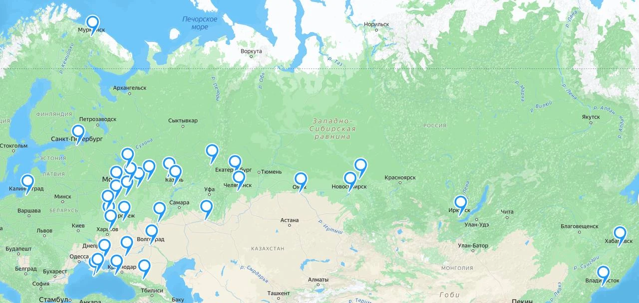 Обновили карту присутствия наших авторизованных сервисных центров!