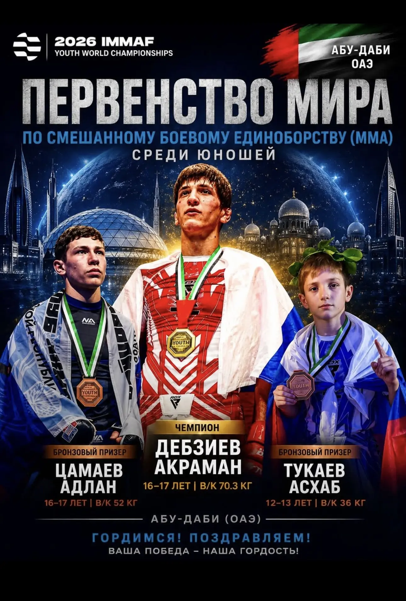 С 17 по 23 августа в Абу-Даби прошел чемпионат мира 2026 среди юношей и девушек (IMMAF ...