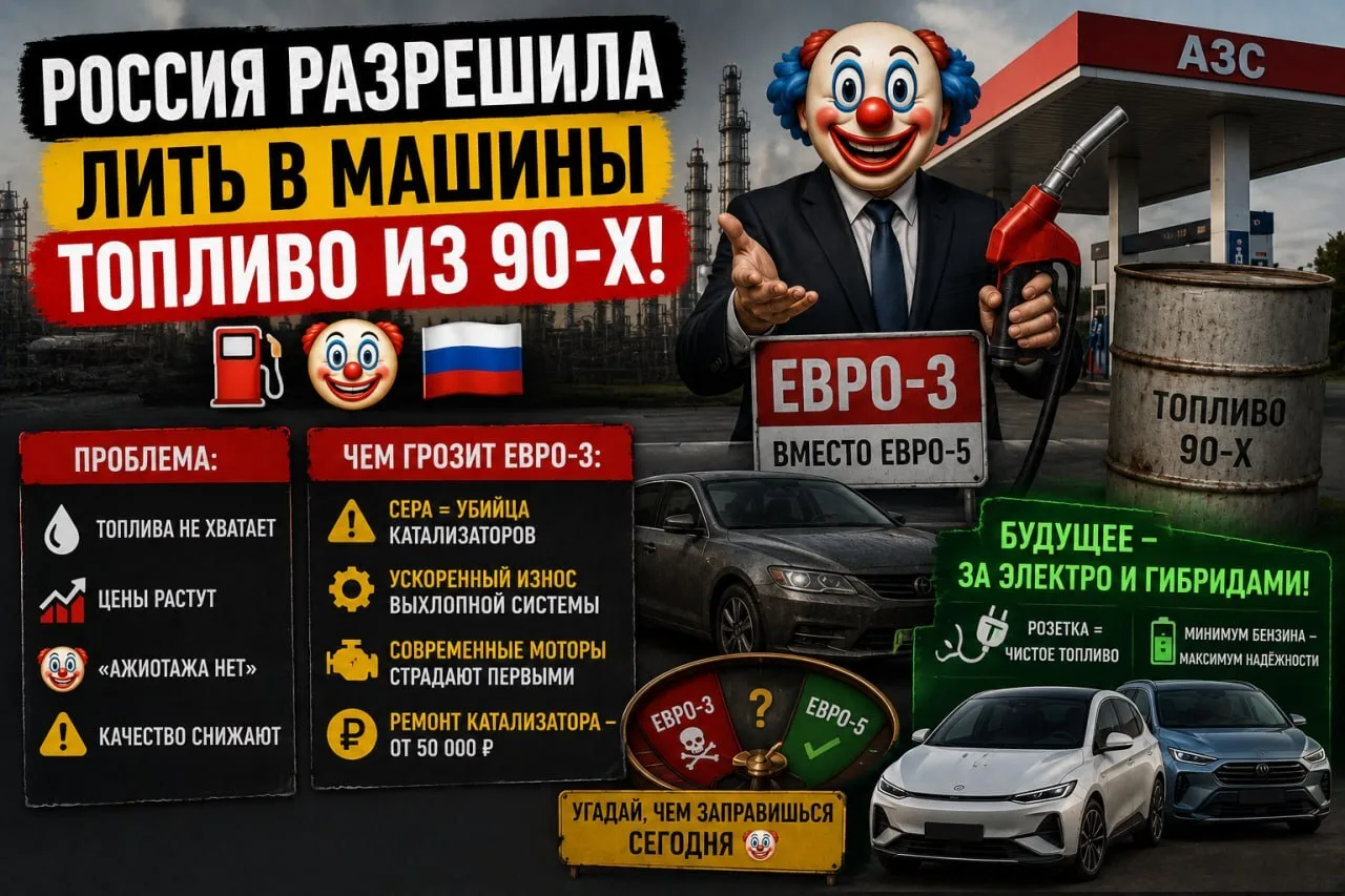 В РФ РАЗРЕШИЛИ ЛИТЬ В МАШИНЫ ТОПЛИВО ИЗ 90-Х! ⛽️🤡

Друзья, новость, которая прекрасна сама по себе 