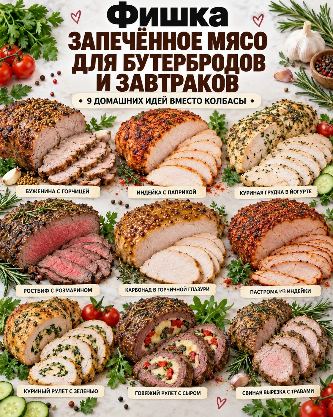 🥩 ФИШКА: ЗАПЕЧЁННОЕ МЯСО ДЛЯ БУТЕРБРОДОВ И ЗAВТРАКОВ ❤