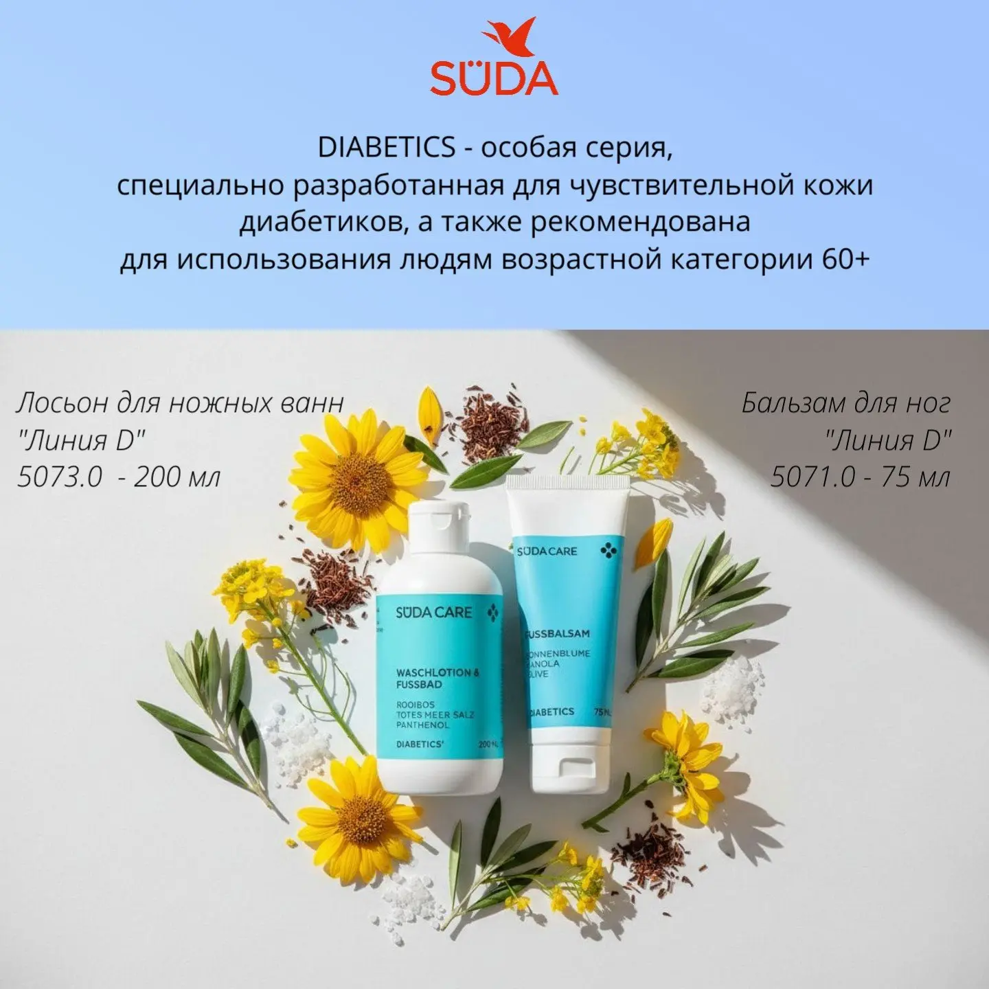 🌀Линейка DIABETICS - для диабетического ухода. Серия адаптированная к особым потребнос...