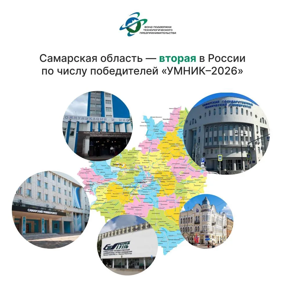 🏆 Самарская область — вторая в России по числу победителей «УМНИК–2026»