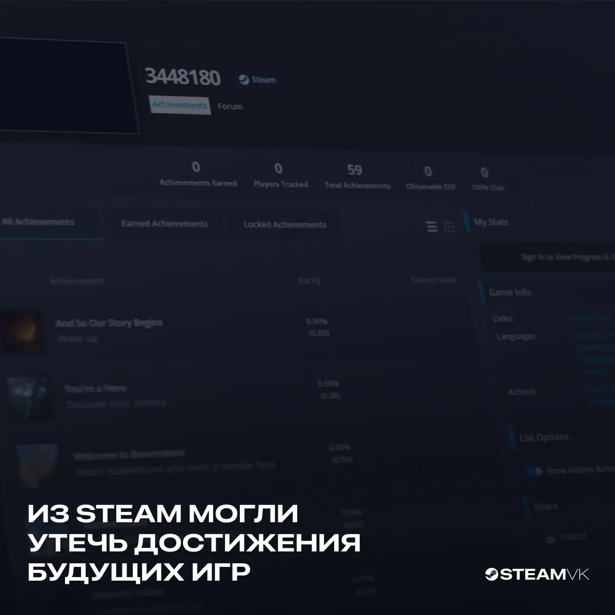 В Steam могла произойти масштабная утечка достижений для будущих игр