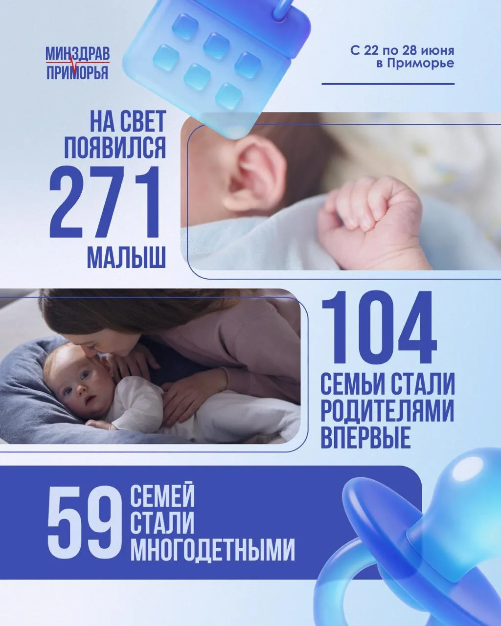В Приморье зафиксирован рекорд по рождению третьих детей с начала года