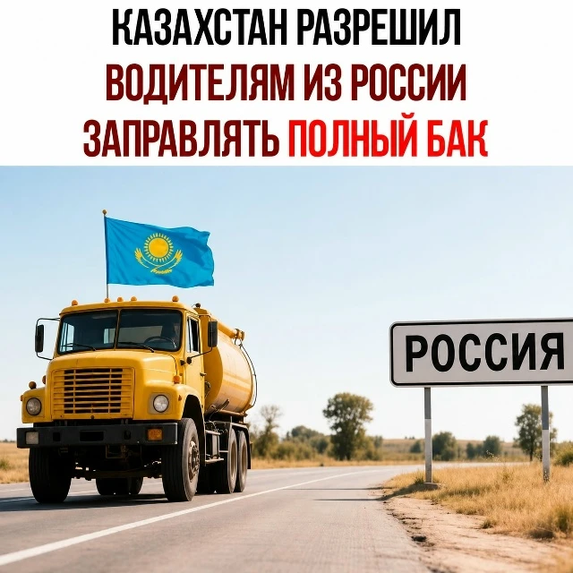 Сегодня Казахстан оказал братскую помощь и разрешил водителям из РФ заправлять полный б...