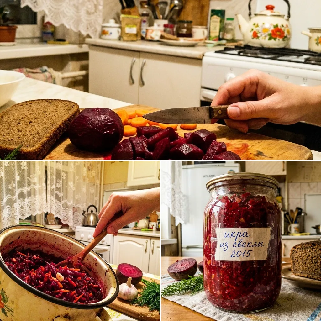 🫐 ИКРА ИЗ СВЁКЛЫ

Яркая, густая закуска из варёной свёклы с морковью и чесноком. Намазывается на чё