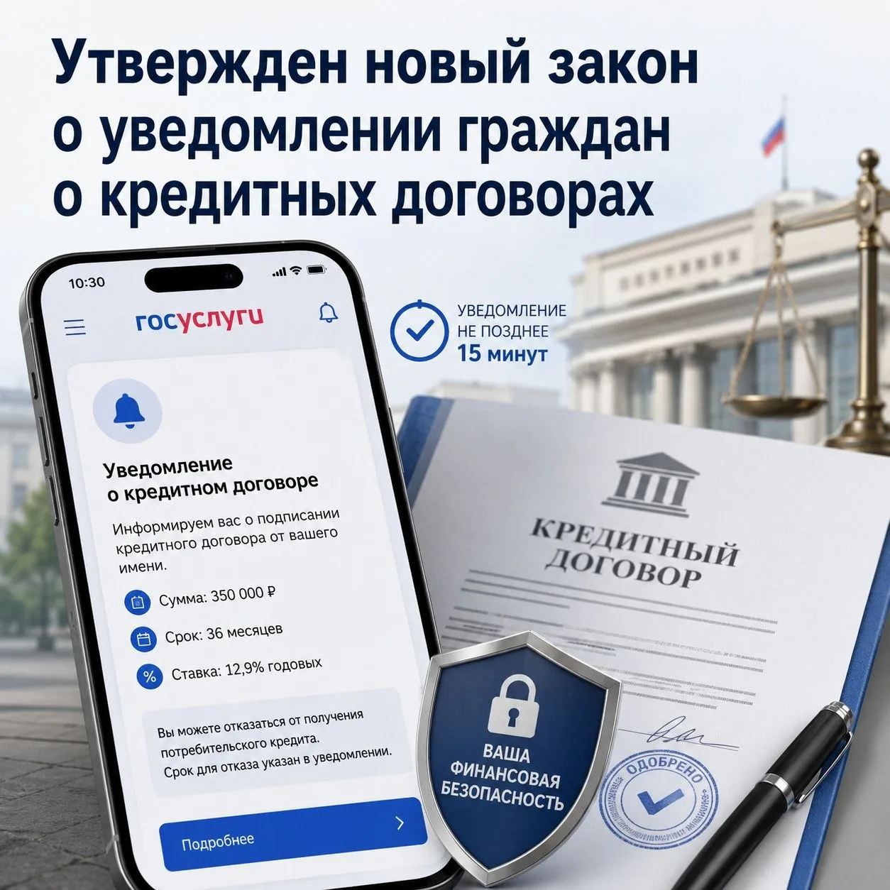 Утвержден новый закон о уведомлении граждан о кредитных договорах