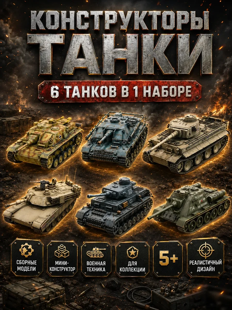 ⚡️ Конструктор для мальчиков Танк 6 в 1, Сималенд