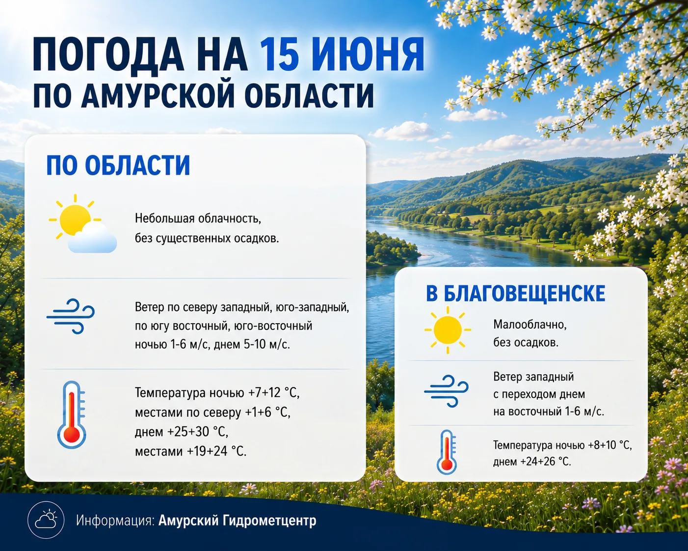 Погода в Амурской области и в Благовещенске на 15 июня.

Еще больше новостей в Telegram