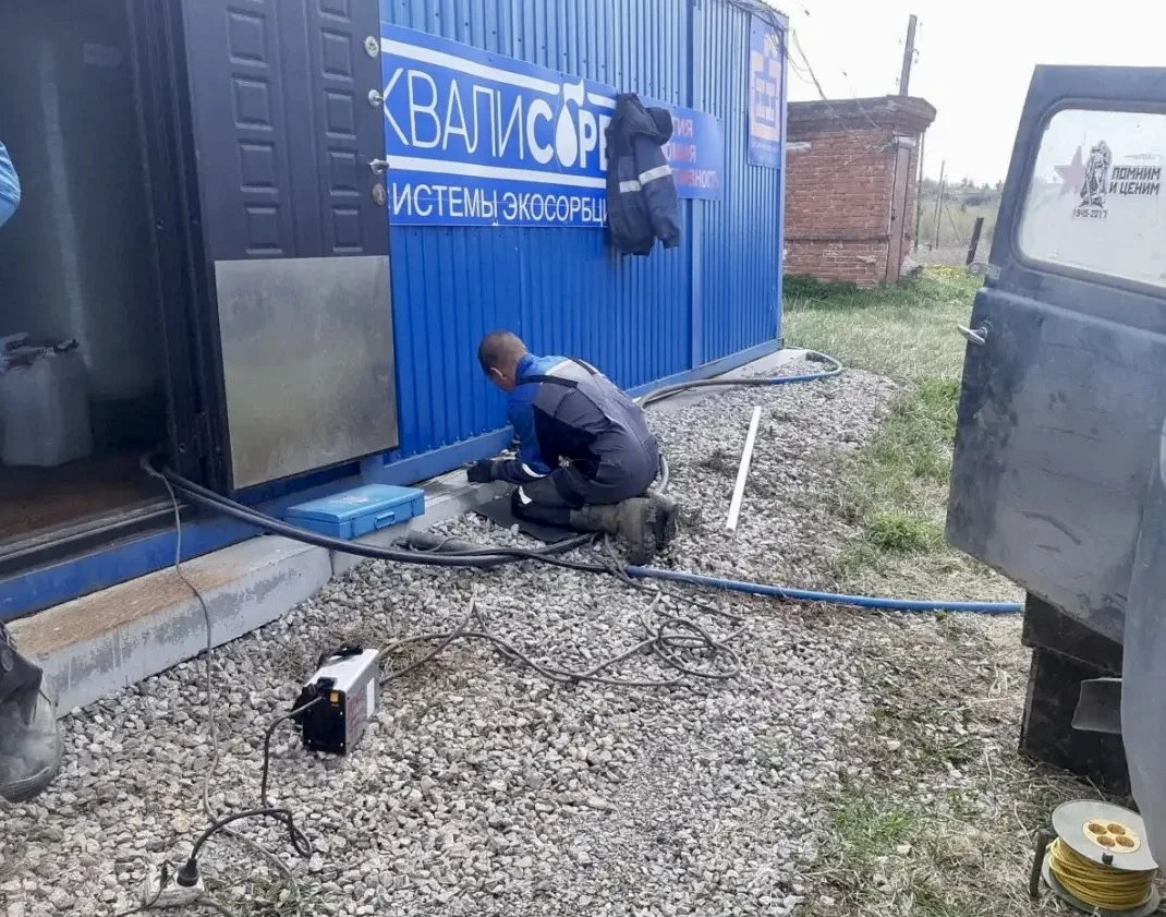 Продолжаем работы в с.Ильинское. Чистка резервуара воды в блочно-модульной станции