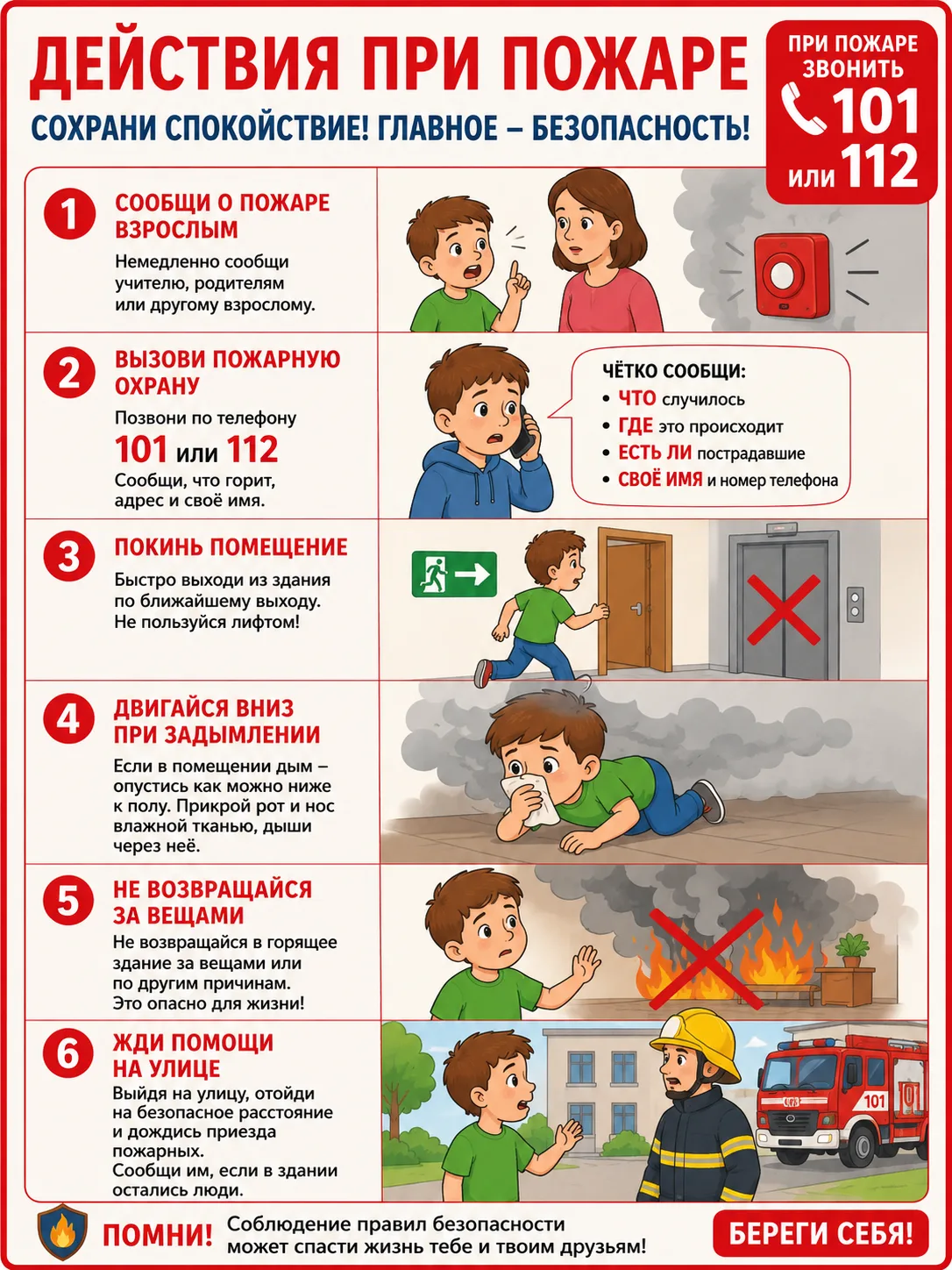 🚨 ЧТО ДЕЛАТЬ ПРИ ПОЖАРЕ?