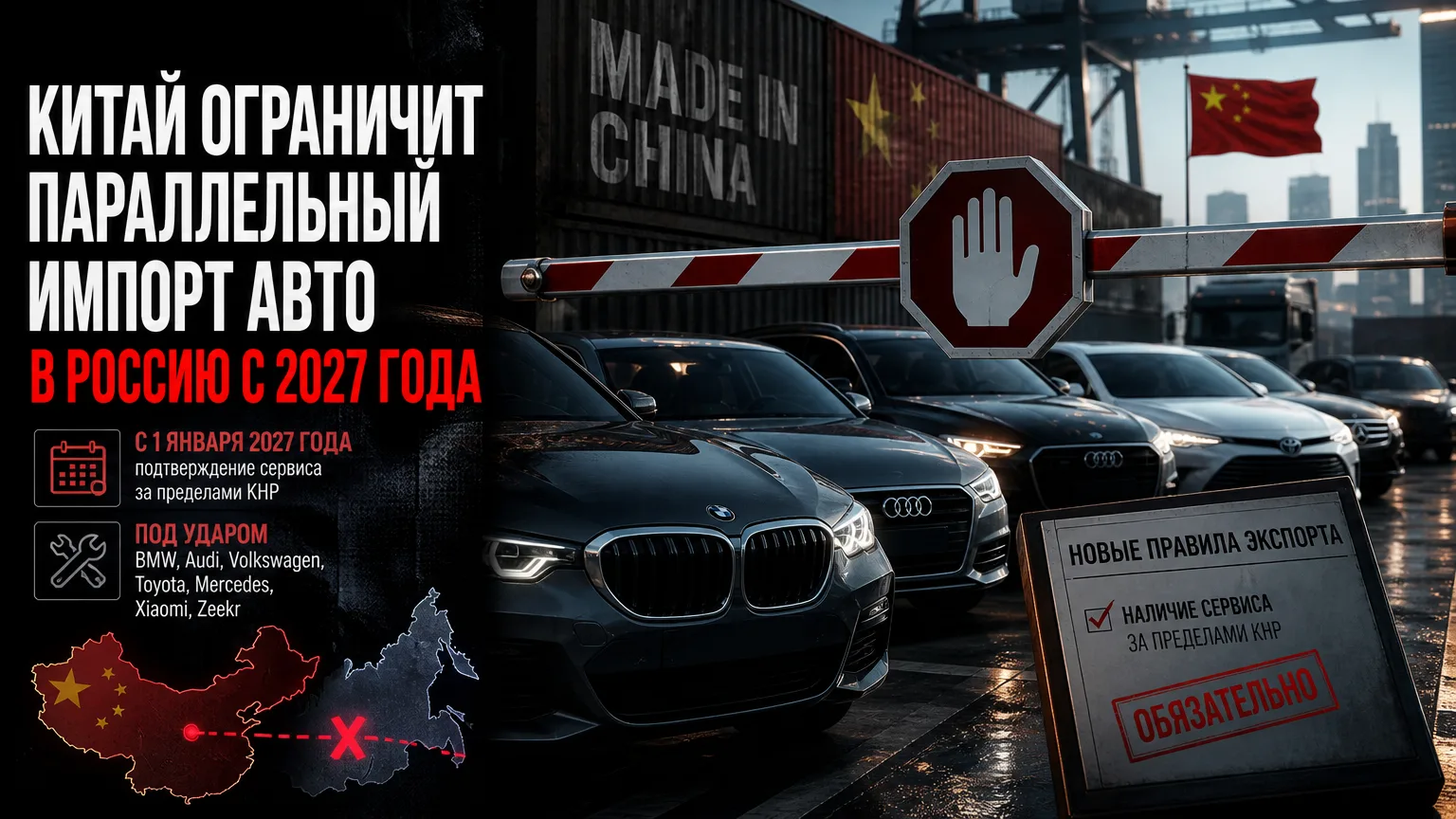 🚗 Китай ограничит параллельный импорт авто в Россию с 2027 года