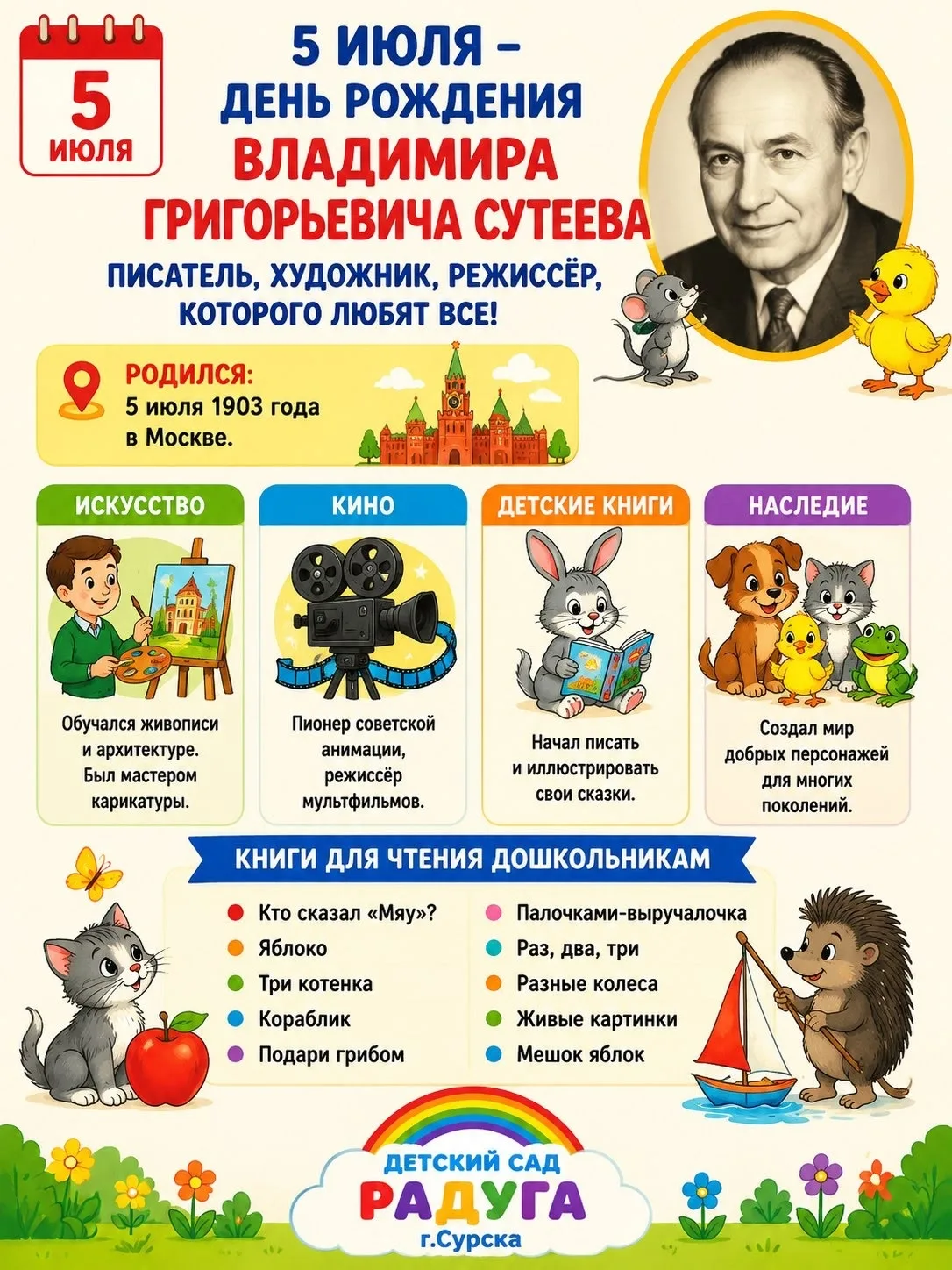 5 июля отмечается День рождения Владимира Григорьевича Сутеева! 🎉📚 

Вот подборка сказок Сутеева, 
